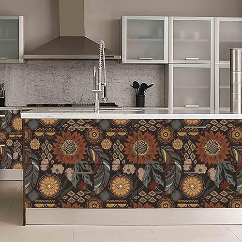 Miniatura 6 de Abyssaly Papel tapiz vintage floral para despegar y pegar, papel de contacto retro extraíble, papel tapiz de vinilo autoadhesivo de flores para