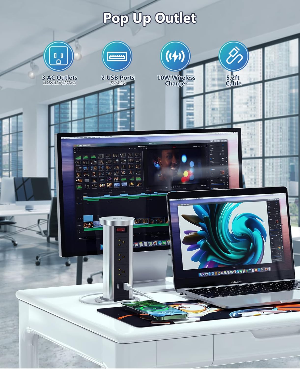 Convenient Pop-Up Outlet for Your Desk