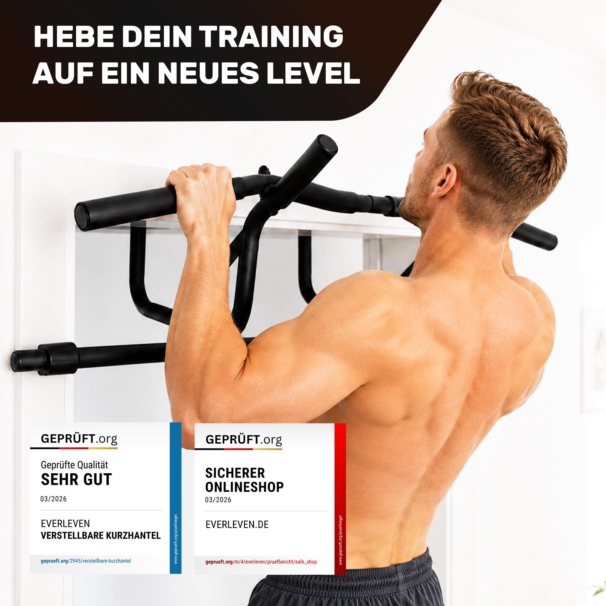 [NEU] Klimmzugstange Türrahmen ohne Schrauben Fitness Stange I Pull Klimmzugstange Tür Reckstange [7-22 cm] Pull Up Bar Trainingsstange [geschütztes Design]