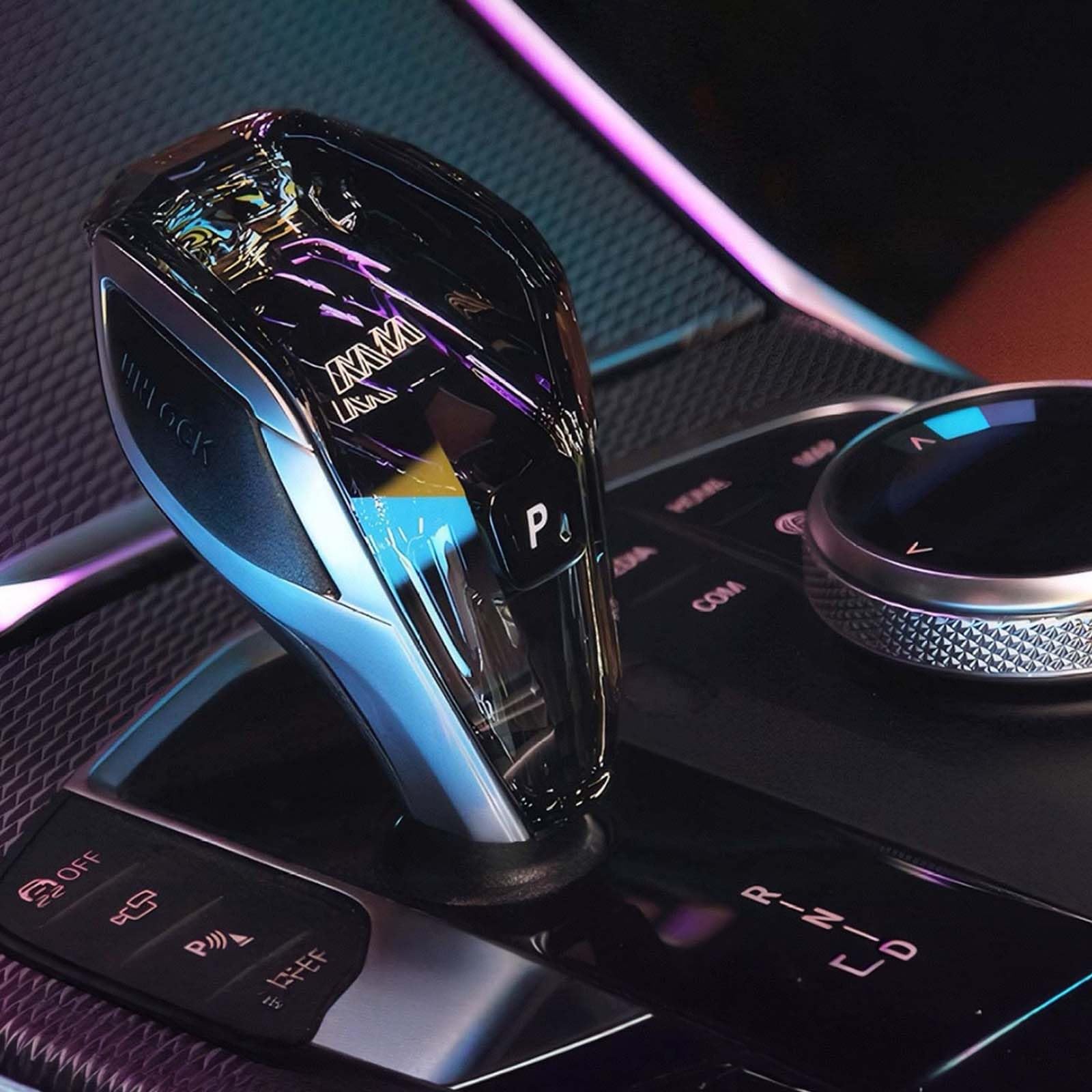 Photo 1 of MH 4-Piece Crystal Shift Knob Handle (LHD) Accessories with Orange LED Light M- for BMW X3 X5 X6 X7 G01 G02 G08 G05 G06 G16 G29 i4 ix3/Z4 Series