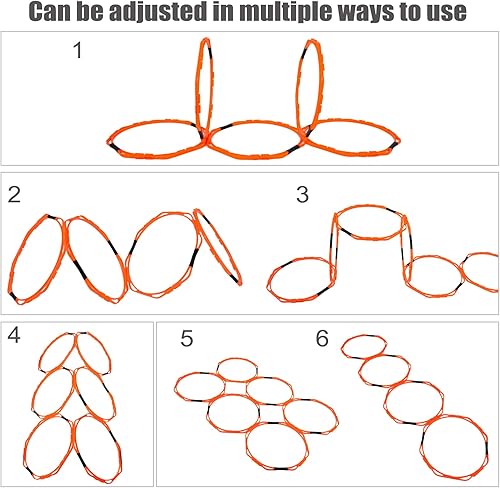 Miniatura 6 de Hikeen Anillos de agilidad octogonal, anillos de velocidad, entrenamiento de pies de agilidad juvenil y escalera de obstáculos de velocidad, equipo