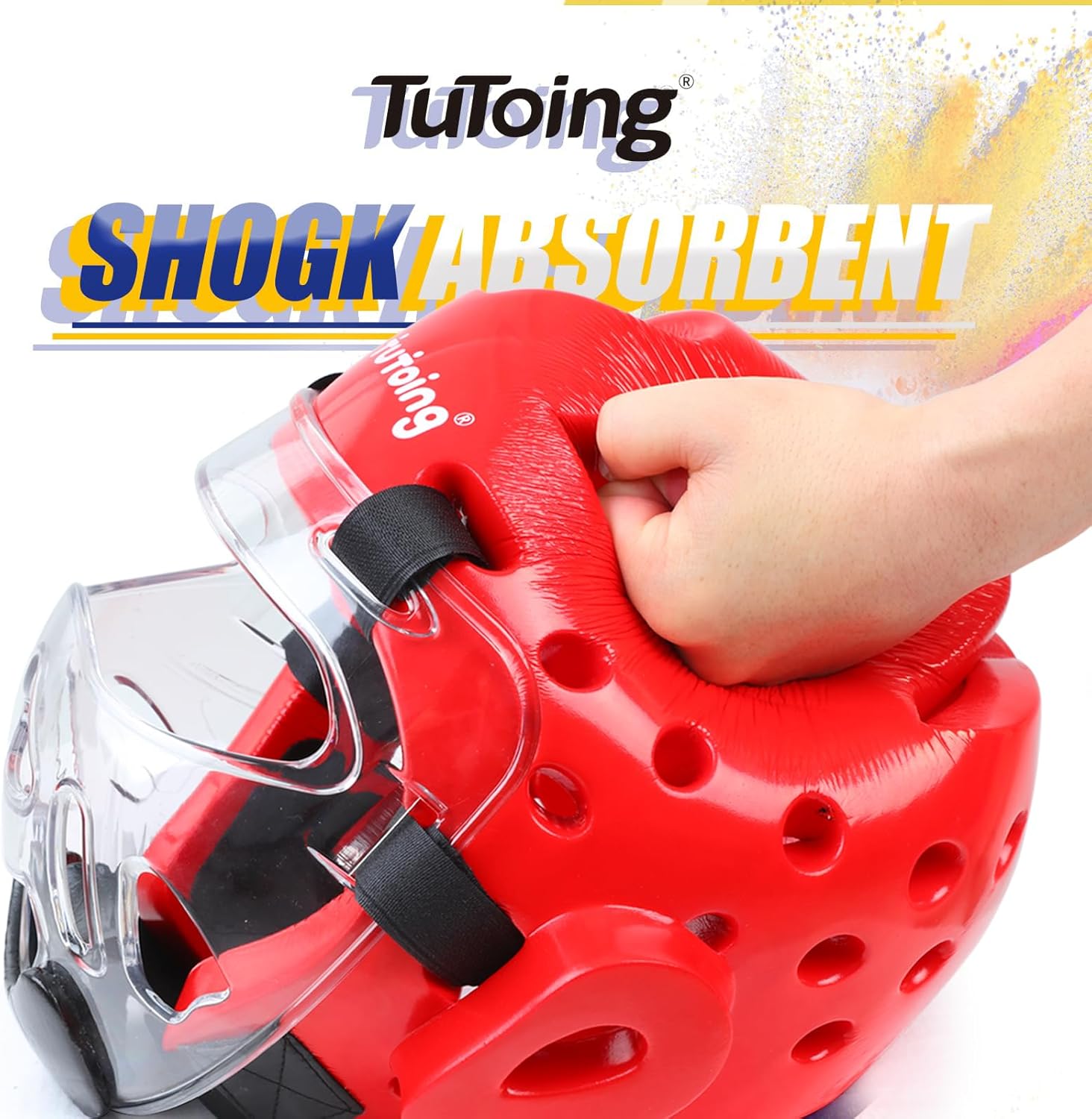 Kids Adults Karate Headgear, with Removable PC Face Shield Eva High-Density Foam Taekwondo Helmet Multiple Vents for Sparring Grappling Muay Thai Kickboxing MMA Karate Taekwondo Training