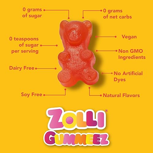 Miniatura 2 de Zolli Gummies Piña Deliciosa cero azúcar libre de alergias KETO Vegan Clean Teeth Candy 12 x 1.94 oz