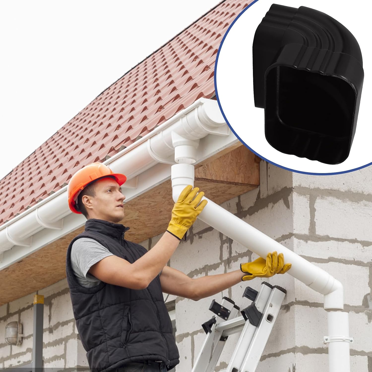 Uonlytech Aluminum Downspout Elbow Connector 3.54 X 3.46 X 2.55 in Rain Gutter Adapter Corrugated Fitting for Roof Gutter Installation Metal Rain Adapter for Secure Angle Connection