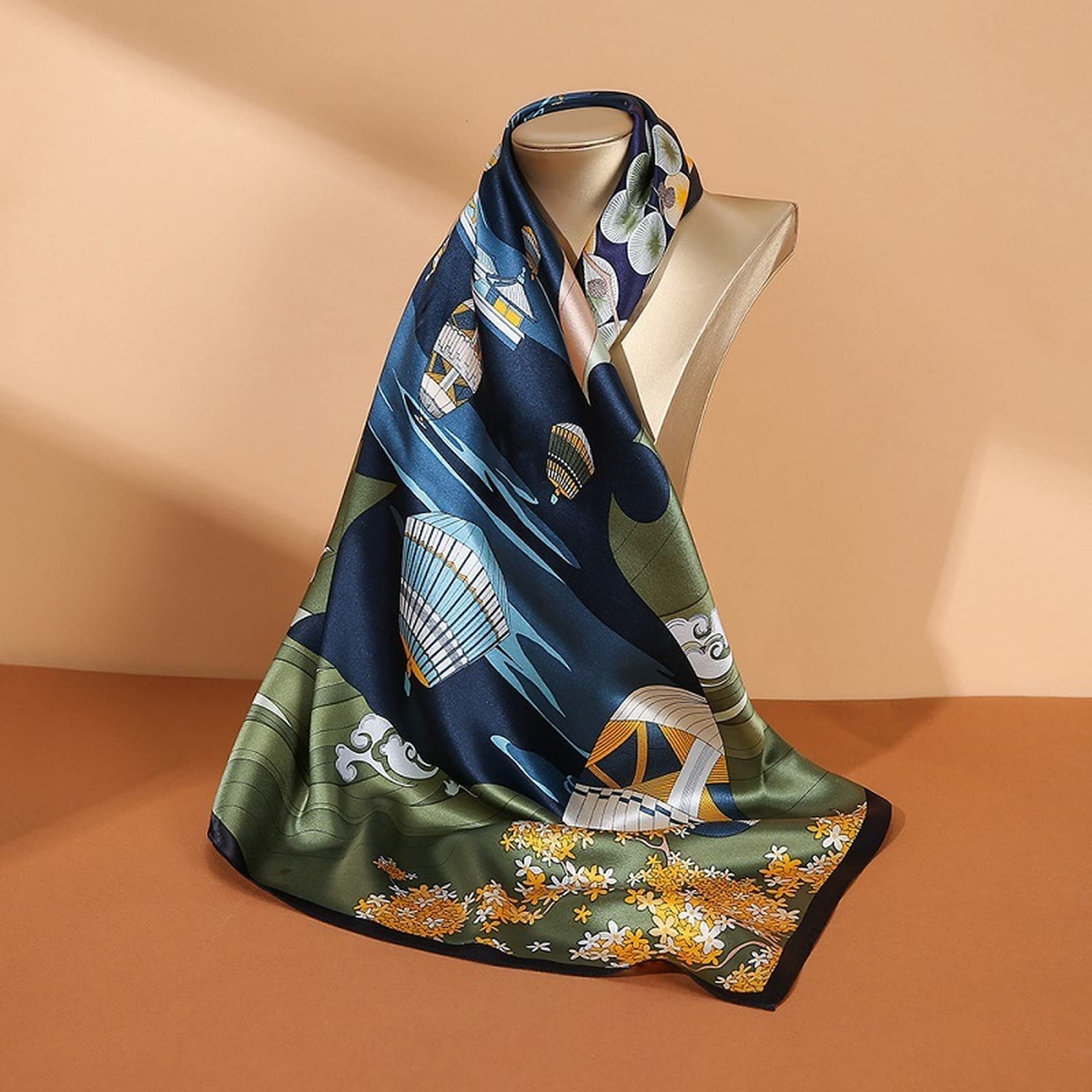 Écharpe en soie foulard chic grand carré rétro idée cadeau poétique femme