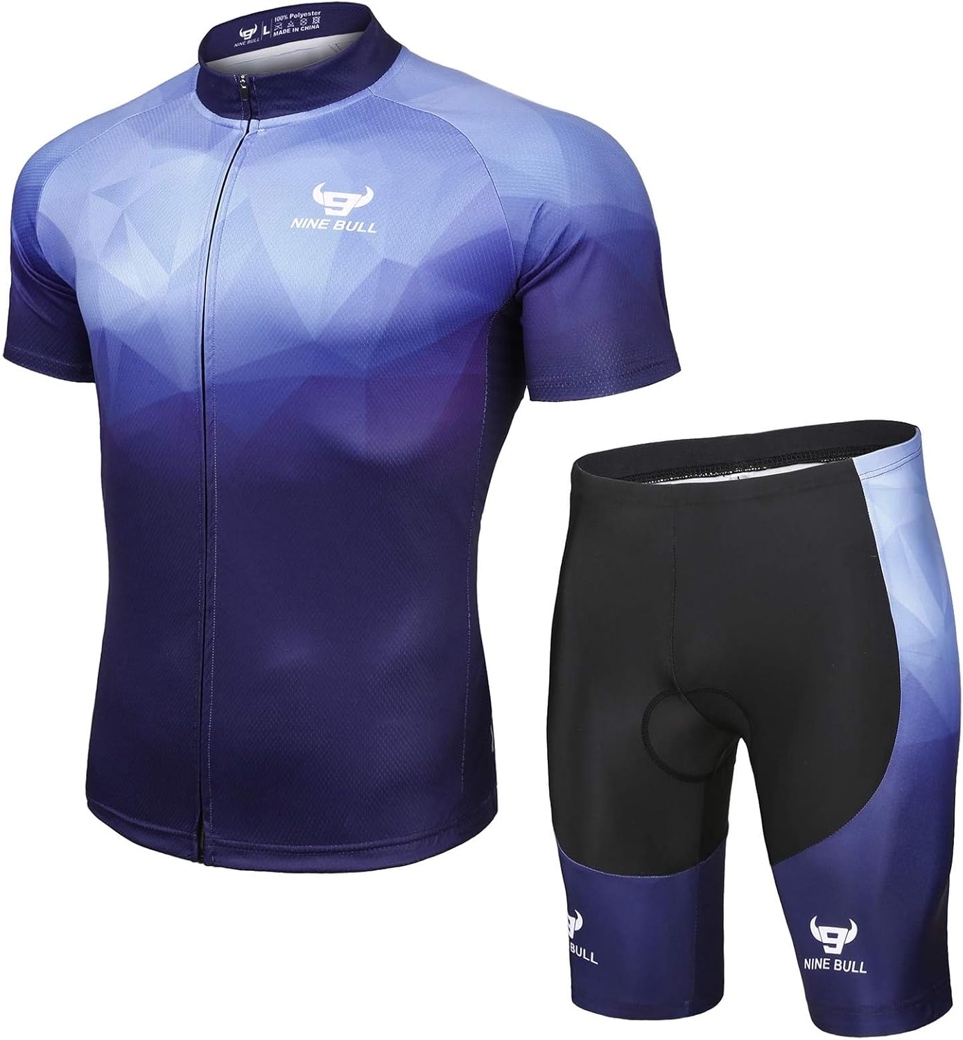 Men's Cycling Jersey Set - Reflective Quick-Dry Biking Shirt and 3D Padded Cycling Bike Shorts XL