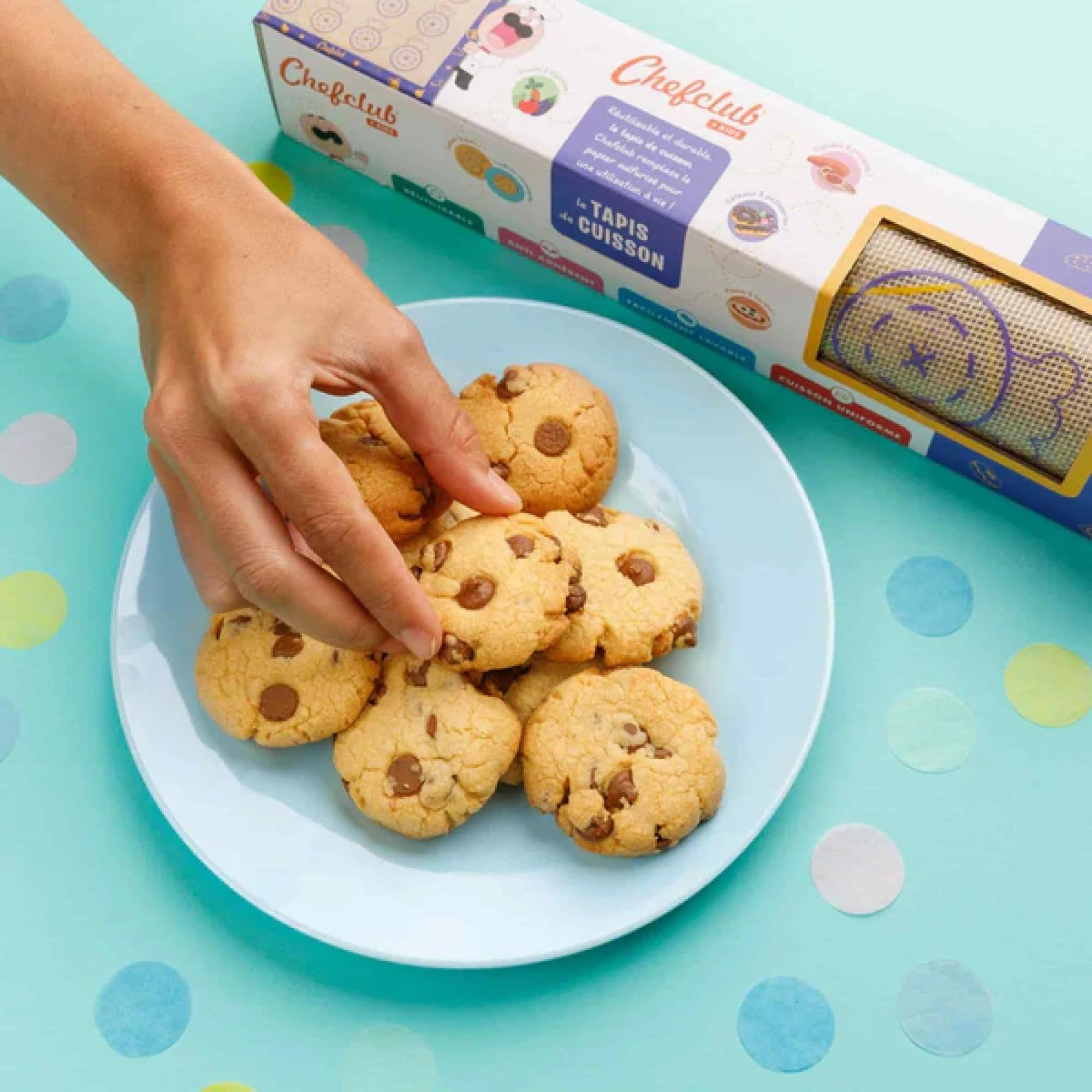 Chefclub Kids – Tapete de Cocción de Silicona 30x40 cm – Antiadherente y Reutilizable – Con Guías para Macarons, Galletas y Pizzas – Sin BPA – Apto Lavavajillas – Desde 4 Años
