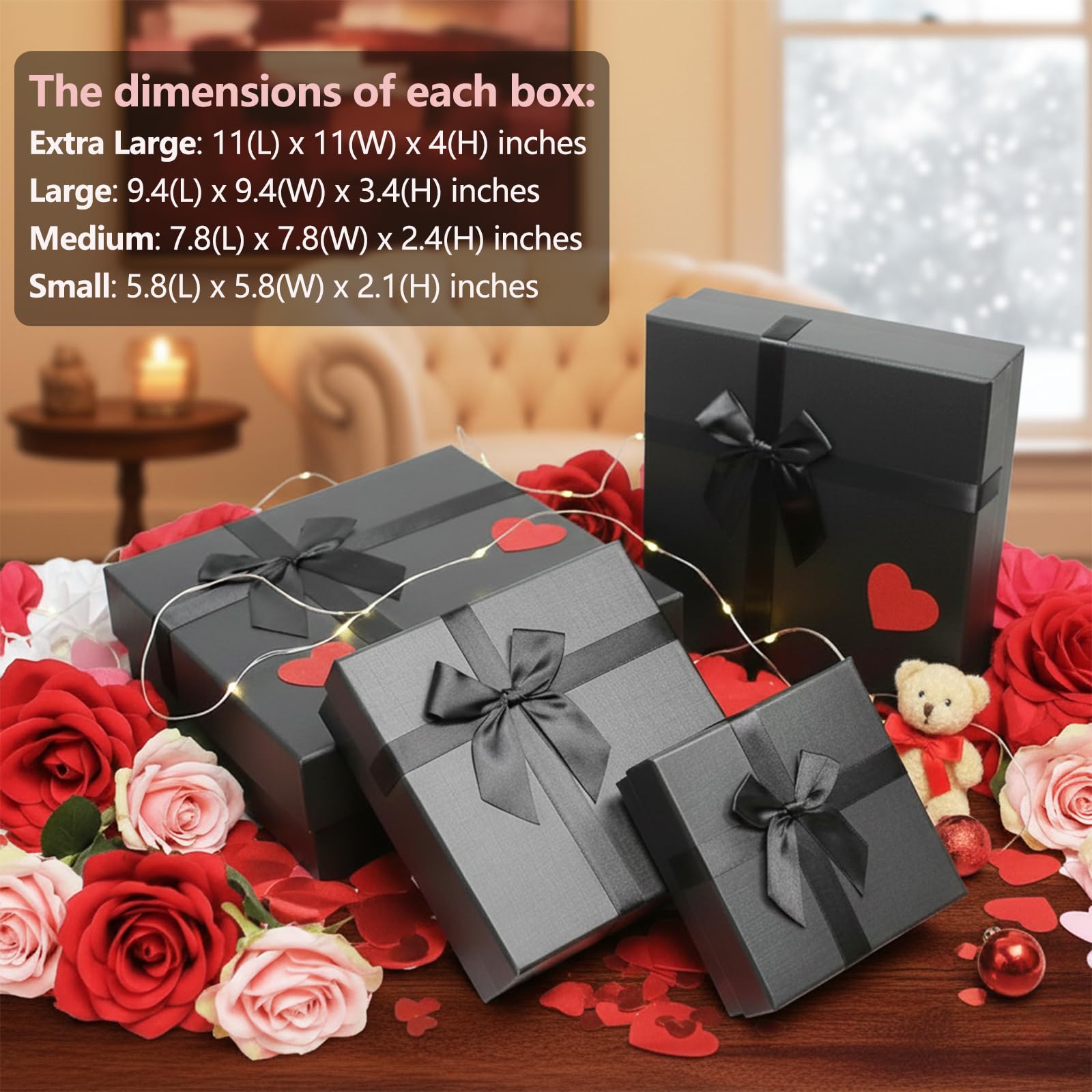 Scatole Regalo Nere HummingBox Con Nastro – 16 Pezzi 27x20x8 Cm – Confezione Regalo Per Matrimoni, Bomboniere, Compleanni – Facili Da Montare