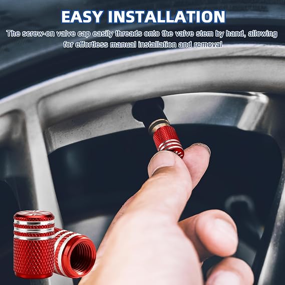 4PCs Tyre Valve Caps,Union Jack Metal Alloy Dust Caps for Car Tyres(Red)