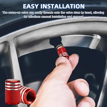 4PCs Tyre Valve Caps,Union Jack Metal Alloy Dust Caps for Car Tyres(Red)