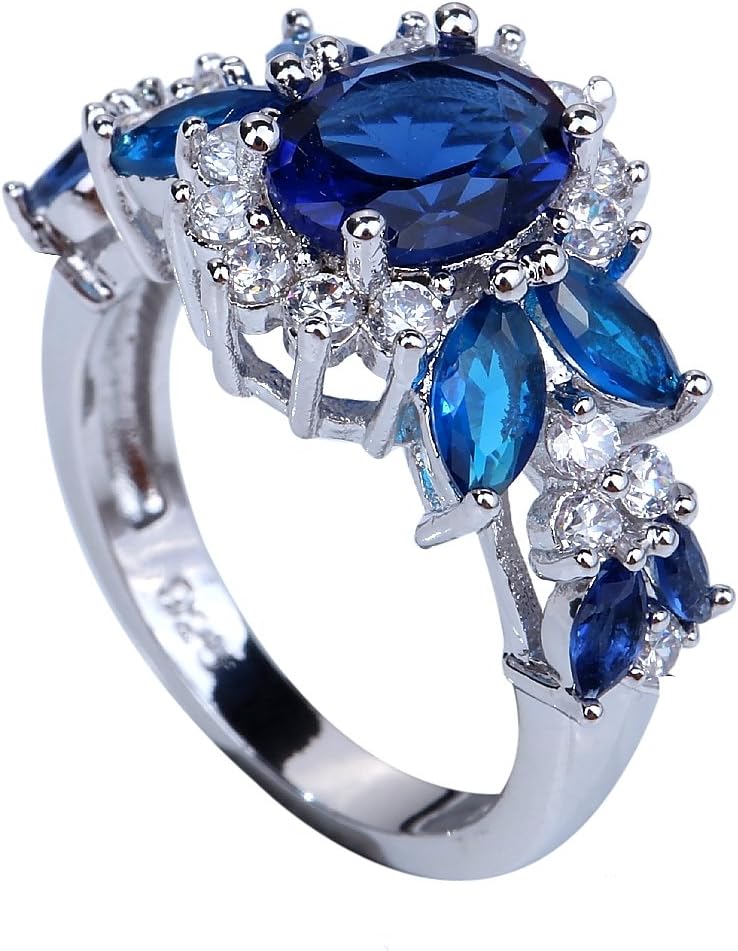 YAZILIND Elegant Royal Cubic Zirconia Flower Rings Wedding Jewelry for Women Size6