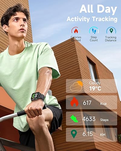 Miniatura 2 de Amzhero Reloj inteligente para hombre (respuestahacer llamadas), Alexa integrado, rastreador de actividad física de 1.8 pulgadas con monitor SpO2 de