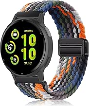 PaceBid 20mm Nylon Watch Band for Garmin Forerunner 165/165 Music/245/645/570 42mm/Vivoactive 5/6/Venu Sq 2/Venu 2 Plus, Magnetic Braided Straps for Garmin Approach S50/S44/S42 - Colorful