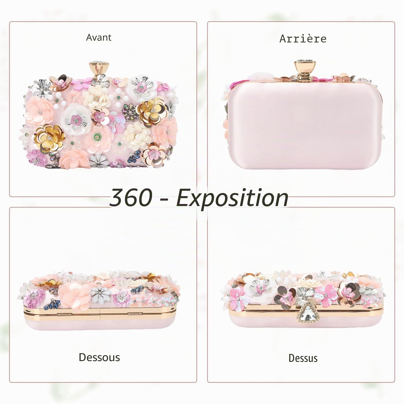 LHHMZ Sac à main fleuri pour femme, Sacs à fleurs faits à la main,Sacs à main pour mariage de la mariée