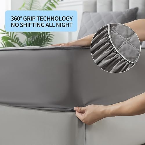 Miniatura 5 de Protector de colchón impermeable  Protector de colchón de tamaño individual silencioso y estilo sábana bajera  Protección de cama matrimonial para