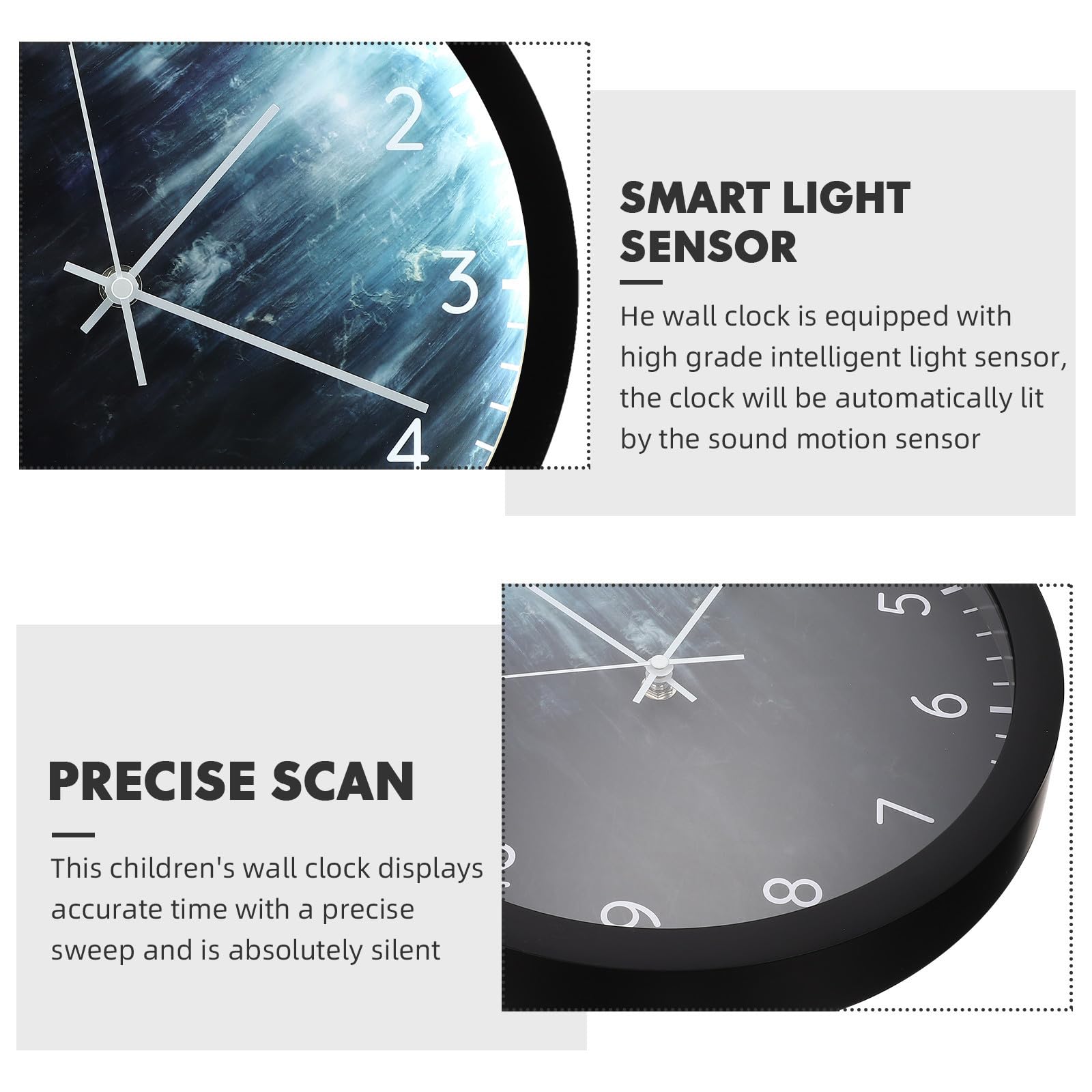 HOMSFOU Reloj de Pared Decorativo con Voz, Nocturno, Vidrio y Plástico