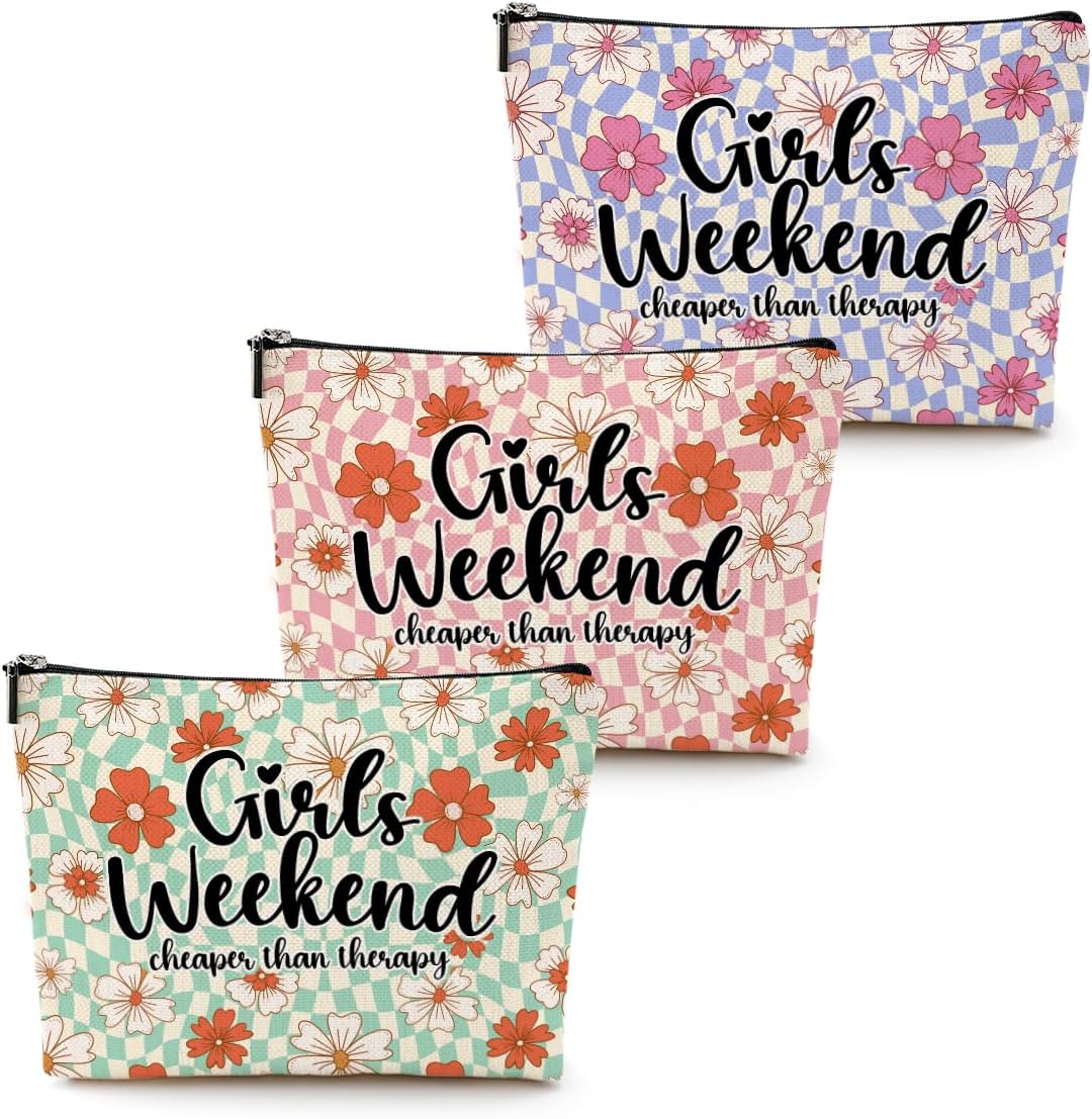 3Pcs Funny Girls Weekend Gifts Girls Trip 2026 Makeup Bag Summer Gifts