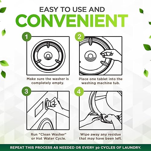 Miniatura 3 de Renuv Tabletas descalcificadoras para lavadora de alta resistencia, limpieza profunda para carga frontal o lavadora de carga superior (paquete de 6,