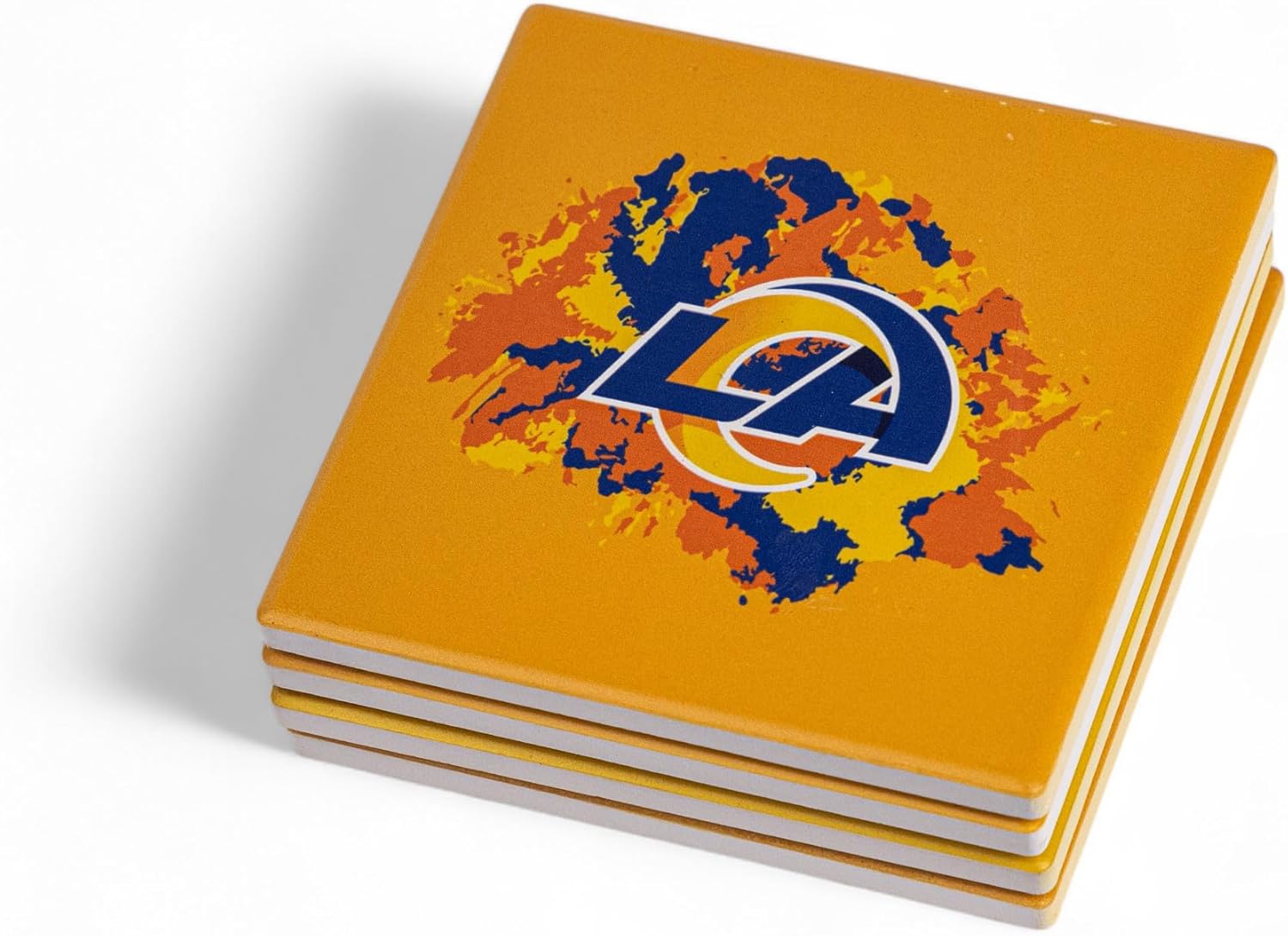 The Memory Company Officially Licensed 4-Pack Team Logo Ceramic Blast Coaster Set, Los Angeles Rams