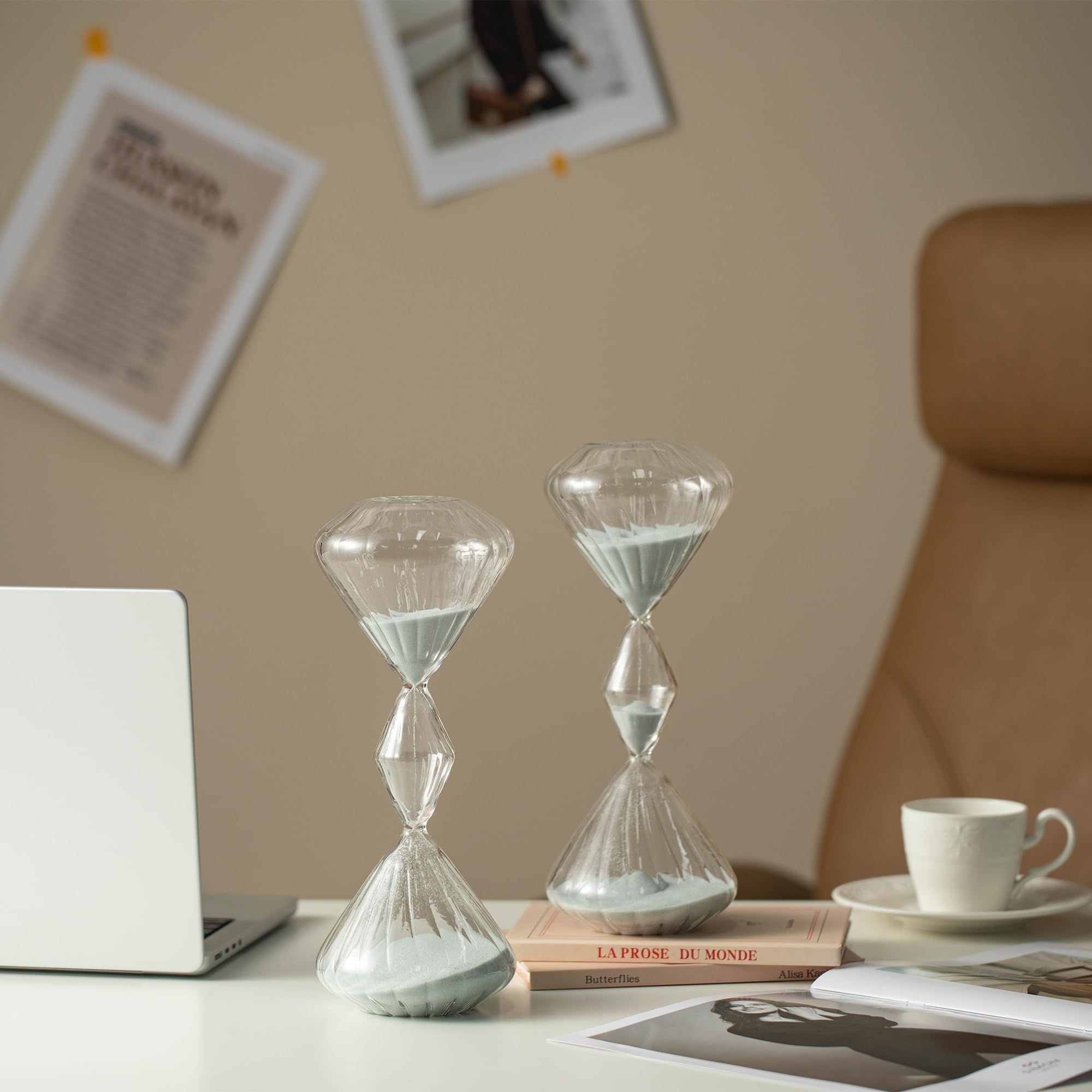 Temporizador de reloj de arena para decoración de mesa, juego de 2 temporizadores de arena de 60 minutos, herramienta de gestión de tiempo y productividad, vaso de arena de tres capas de 1 hora para