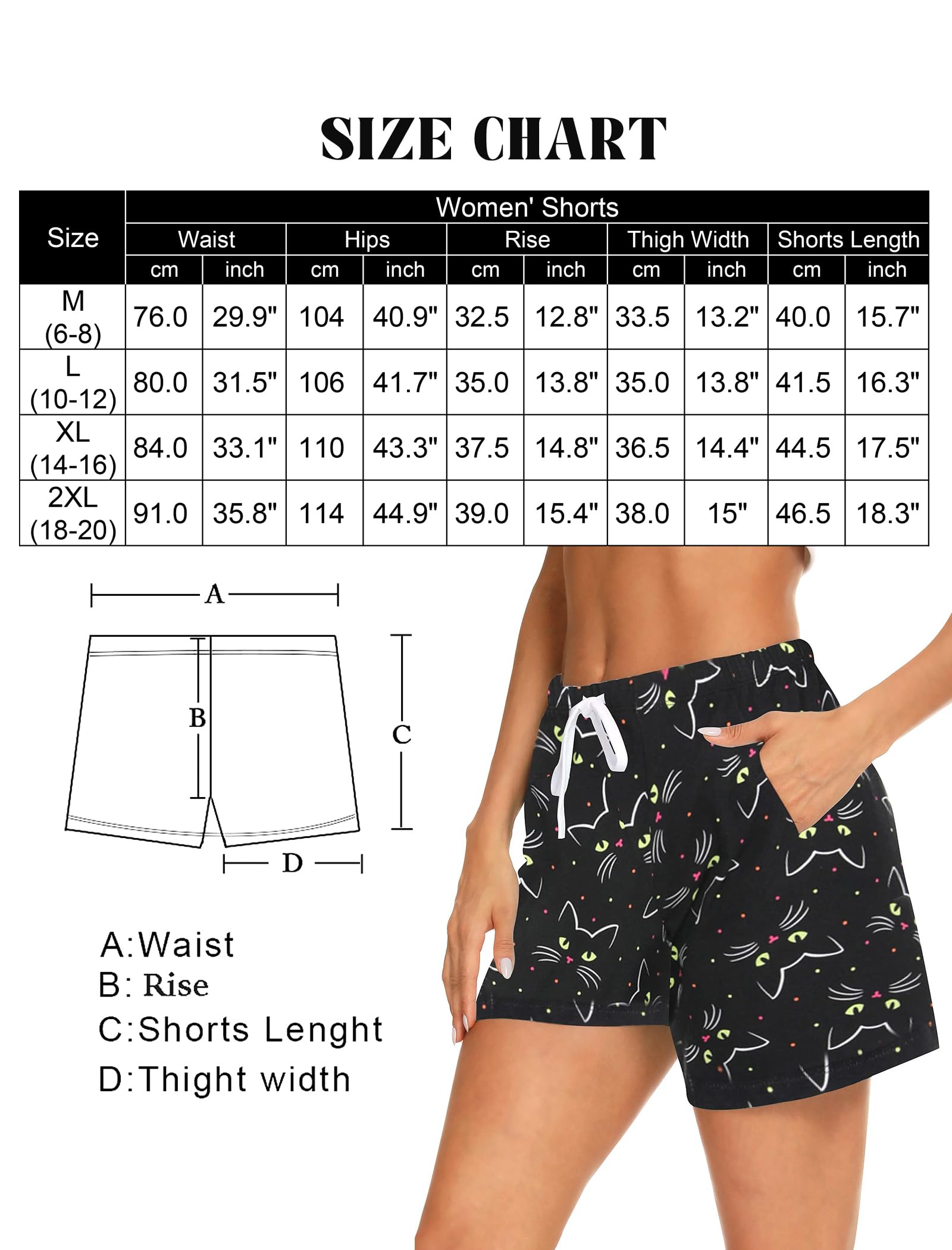 Pyjama Short Femme Coton Bas de Pyjama Femme Été Décontracté Léger Short de Nuit Court Pantalon avec Élastique Poches Latérales S-XXXL