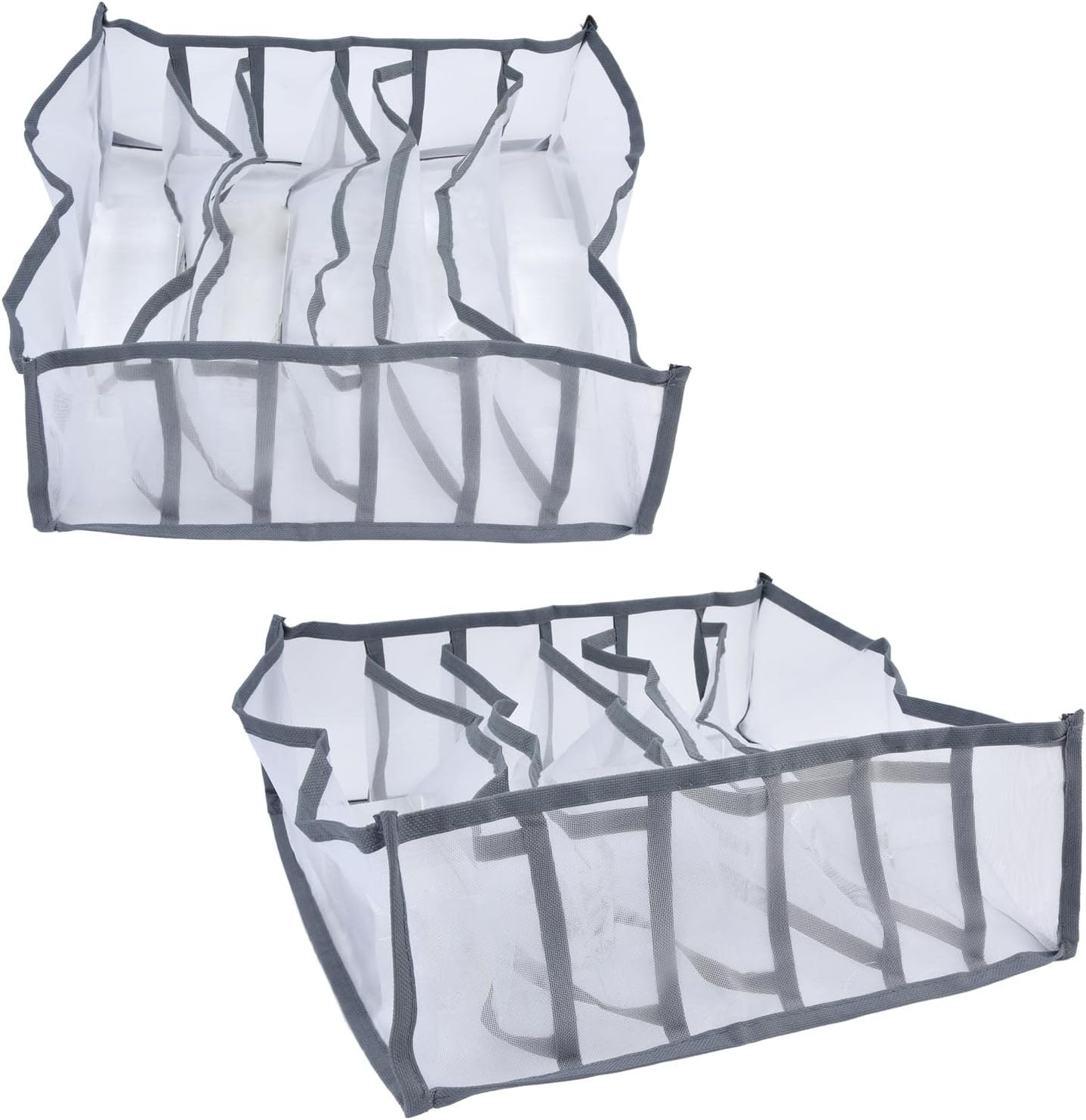 Storage Bags Washable Foldable Socks Storage Box Bra Panty Drawer Divider with Breathable Fine Mesh for Bras Socks Towels T Shirts Closet Organization Mesh Underwear (6 Slots)