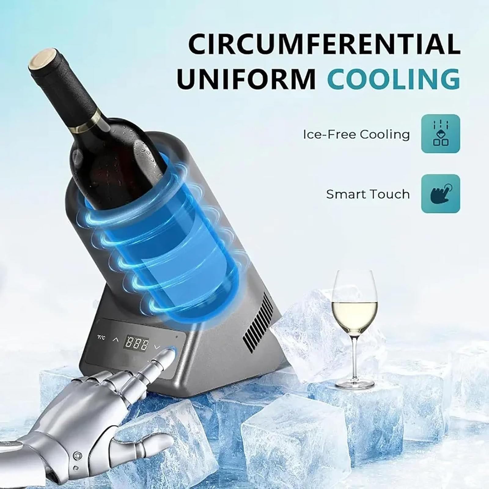 Mini Enfriador Eléctrico De Botellas De Vino, Enfriador Rápido De Champán para Bebidas, Vino Tinto O Blanco De 750 Ml, para Amante del Vino
