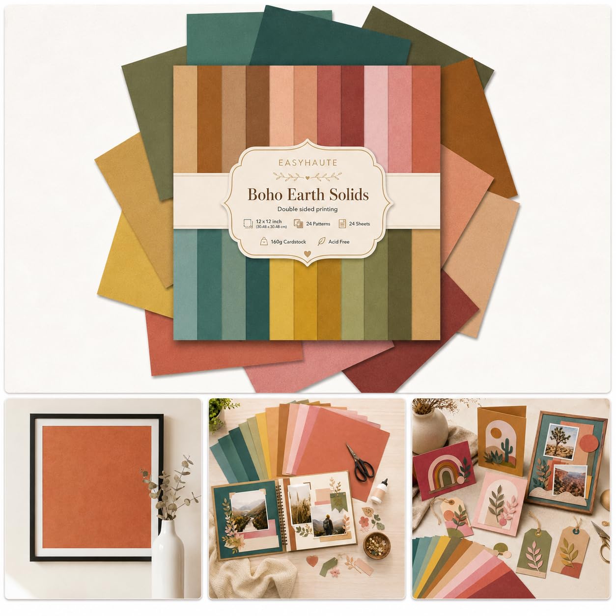 Papier do scrapbookingu, 30 x 30 cm, 24 arkusze dwustronnego, dekoracyjnego wzorzystego kartonu, bezkwasowy i ligninowy, do scrapbookingu, dziennika śmieci, albumu fotograficznego, rękodzieła DIY