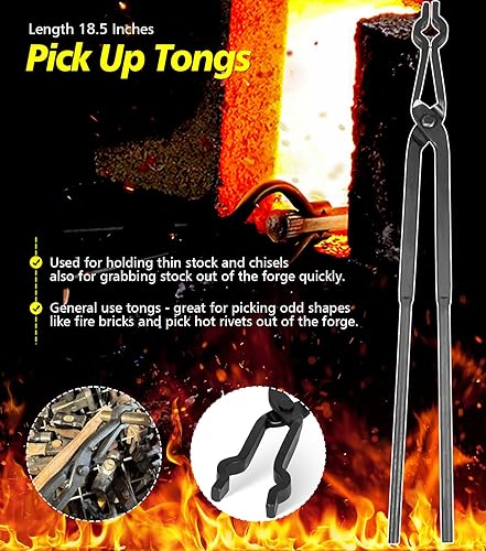 Miniatura 5 de Yoursme Juego de pinzas de herrero para principiantes: mordaza plana de 1/4, recogida, desplazamiento, 3/8, 1/2, 5/8 pinzas de punta en V (6 piezas,