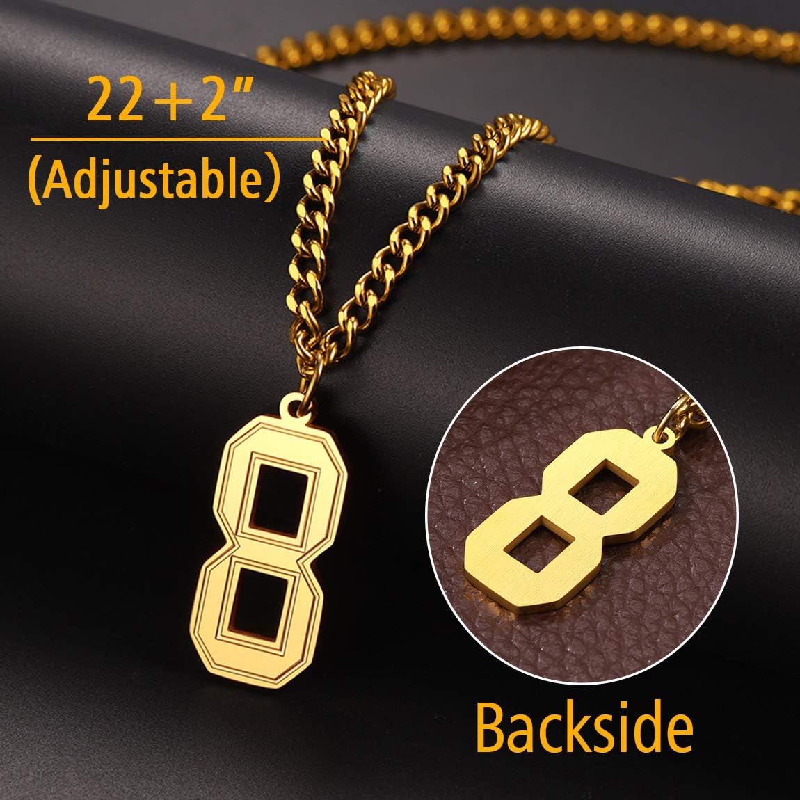 Miniatura 6 de ChainsPro Puede grabar collar de número de jersey de 0 a 9 para hombre joyería de equipo de béisbol baloncesto fútbol cierre duradero acero