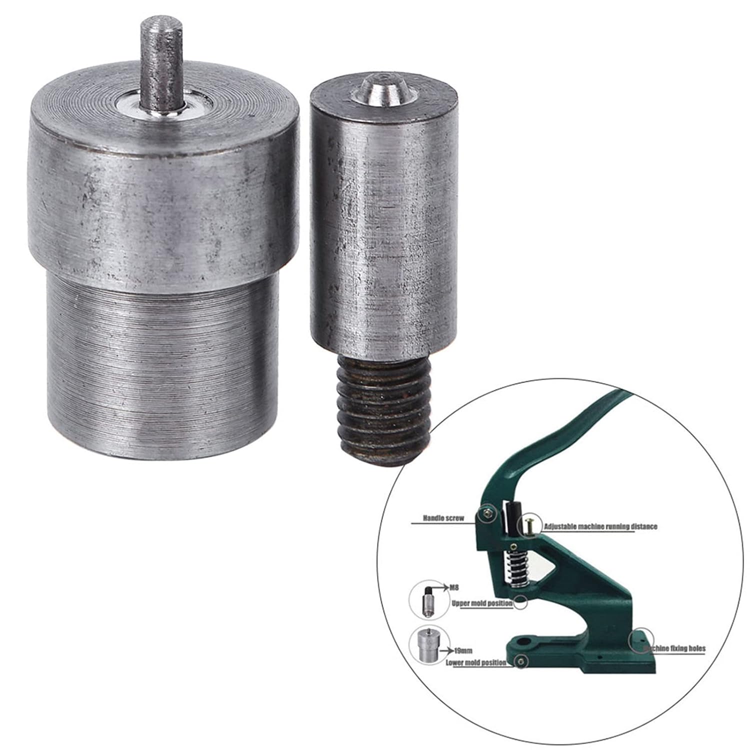Hand Press Machine Setter Eyelet Puncher Grommet Die Manual Installation Tool, 3-20mm Buttons for Luggage, Belts, Shoes (4mm)