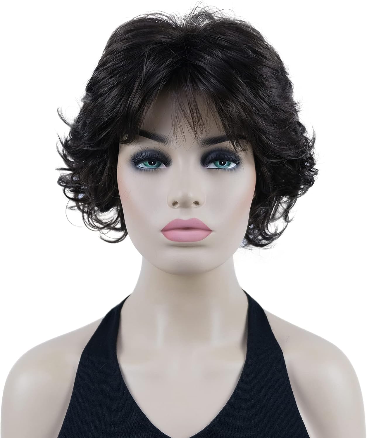 Lydell 8" Short Curly Women Wigs Soft Shaggy Layered Classic Cap Full Synthetic Wigs (Chestnut Brown)