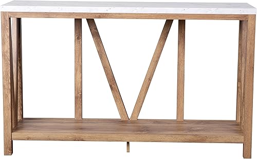 Miniatura 7 de Merrick Lane Erikson - Mesa de sofá - Diseño moderno de granja - Madera de ingeniería resistente a la deformación en roble cálido - Parte superior