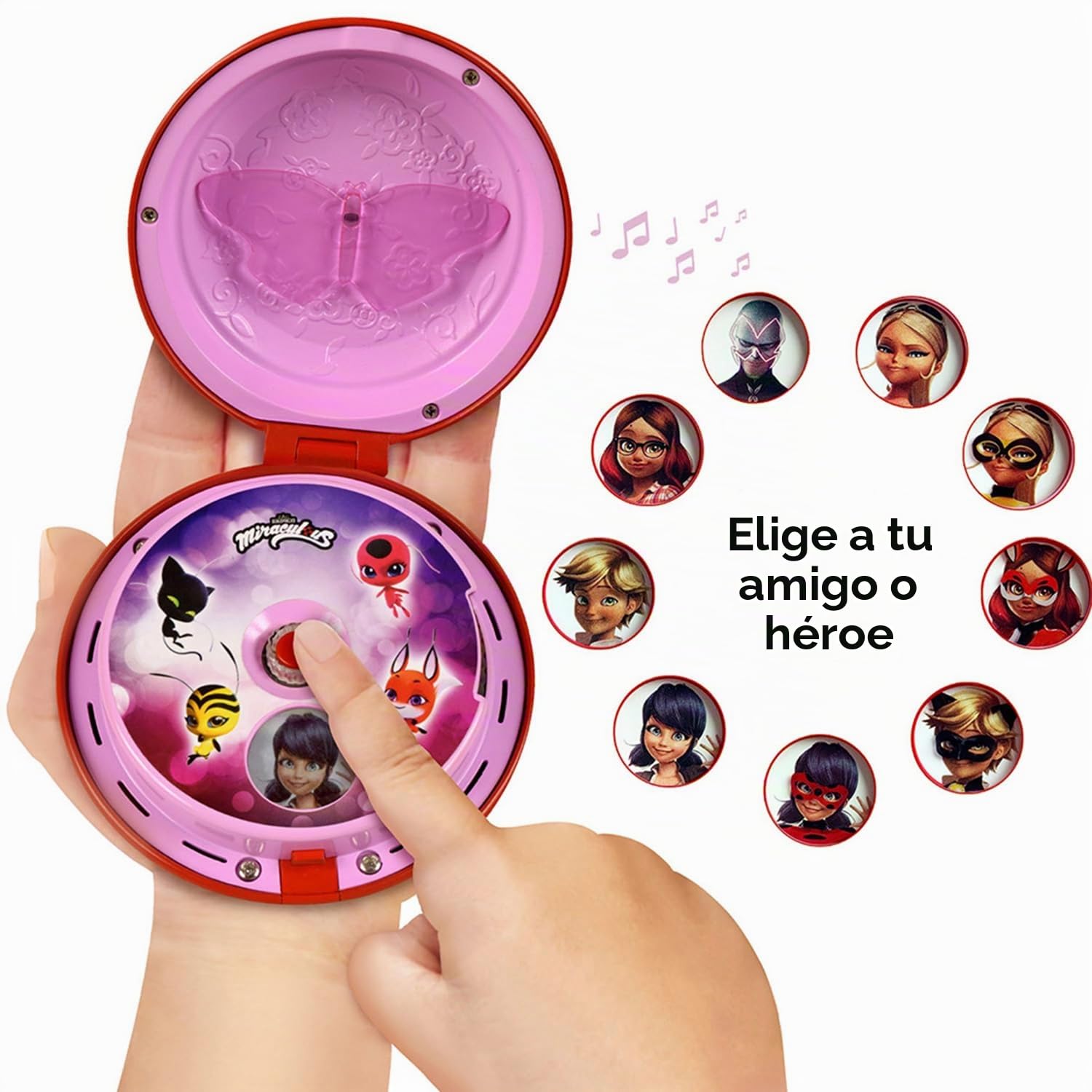 Bandai - Miraculous Ladybug - teléfono mágico - para disfrazarse de mariquita o accesorio de juego de rol - juguete con efectos de sonido y luz - Habla alemán - P506293