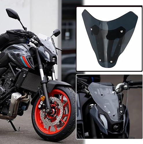 Miniatura 5 de Protector de pantalla para parabrisas de motocicleta con soporte compatible con MT-07 MT 07 MT07 MT07 2021-2023 (negro)