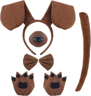 Animal Costume Set - Animal Ears Headband, Nose and Tail, Bow Tie for Cospaly Party