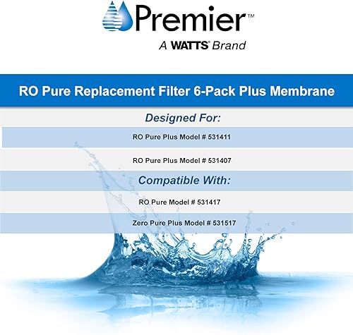 Miniatura 8 de Watts Premier WP105331 RO Cartucho de repuesto de filtro de agua para sistema de filtración de ósmosis inversa pura, verde, 1 paquete