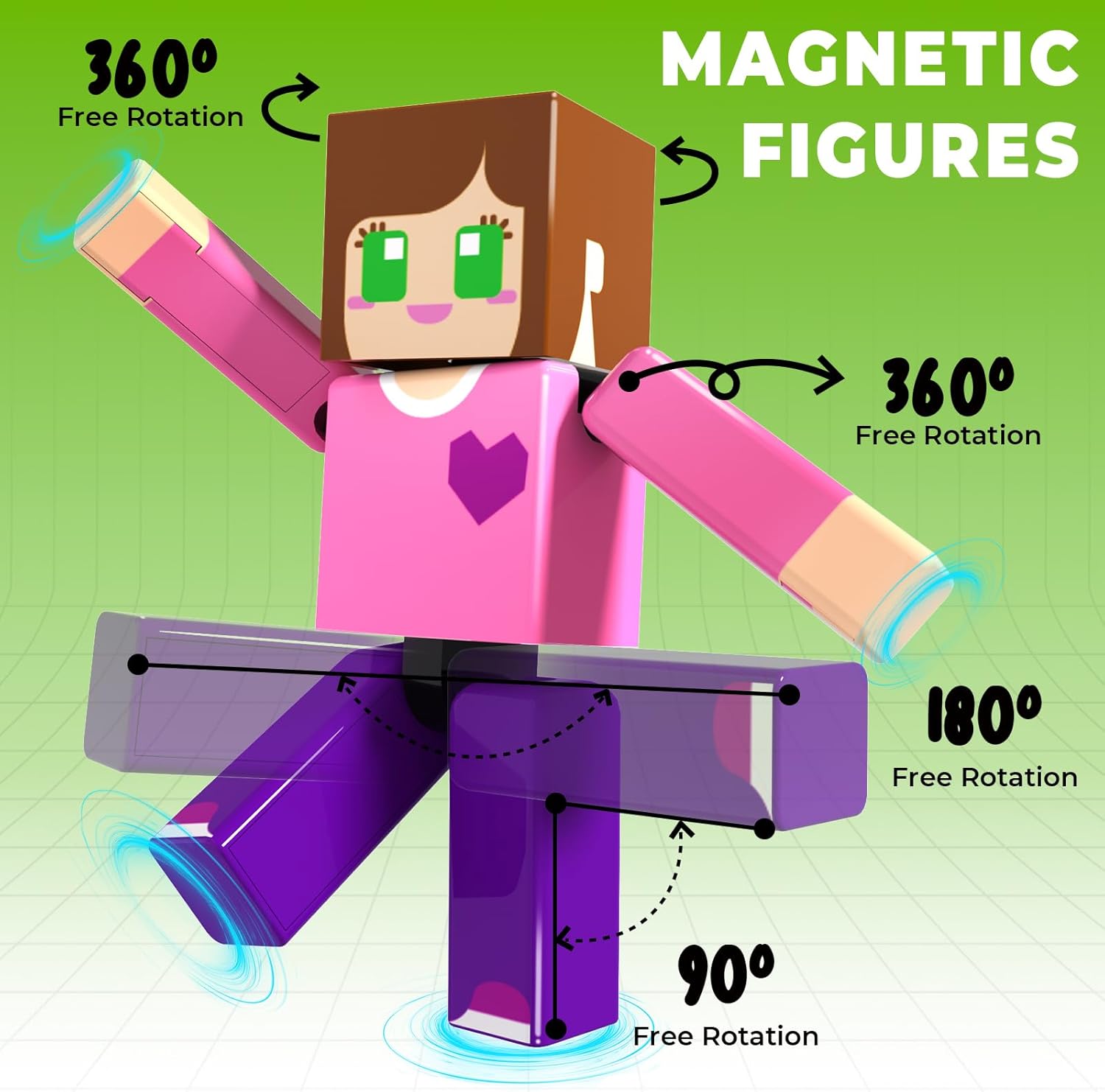 690 Pcs Magnetic Blocks with 16 Pcs Action Figures - Magnetic Building Blocks for Kids Ages 4-6-8