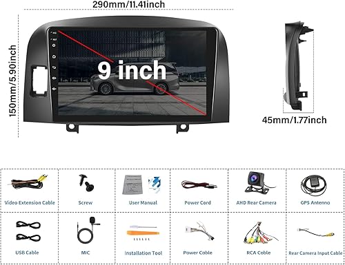 Miniatura 2 de Camecho 2G+64G para Hyundai Sonata NF 2004-2008, Android 13 Estéreo de coche con Carplay Android Auto, radio de coche con pantalla táctil de 9