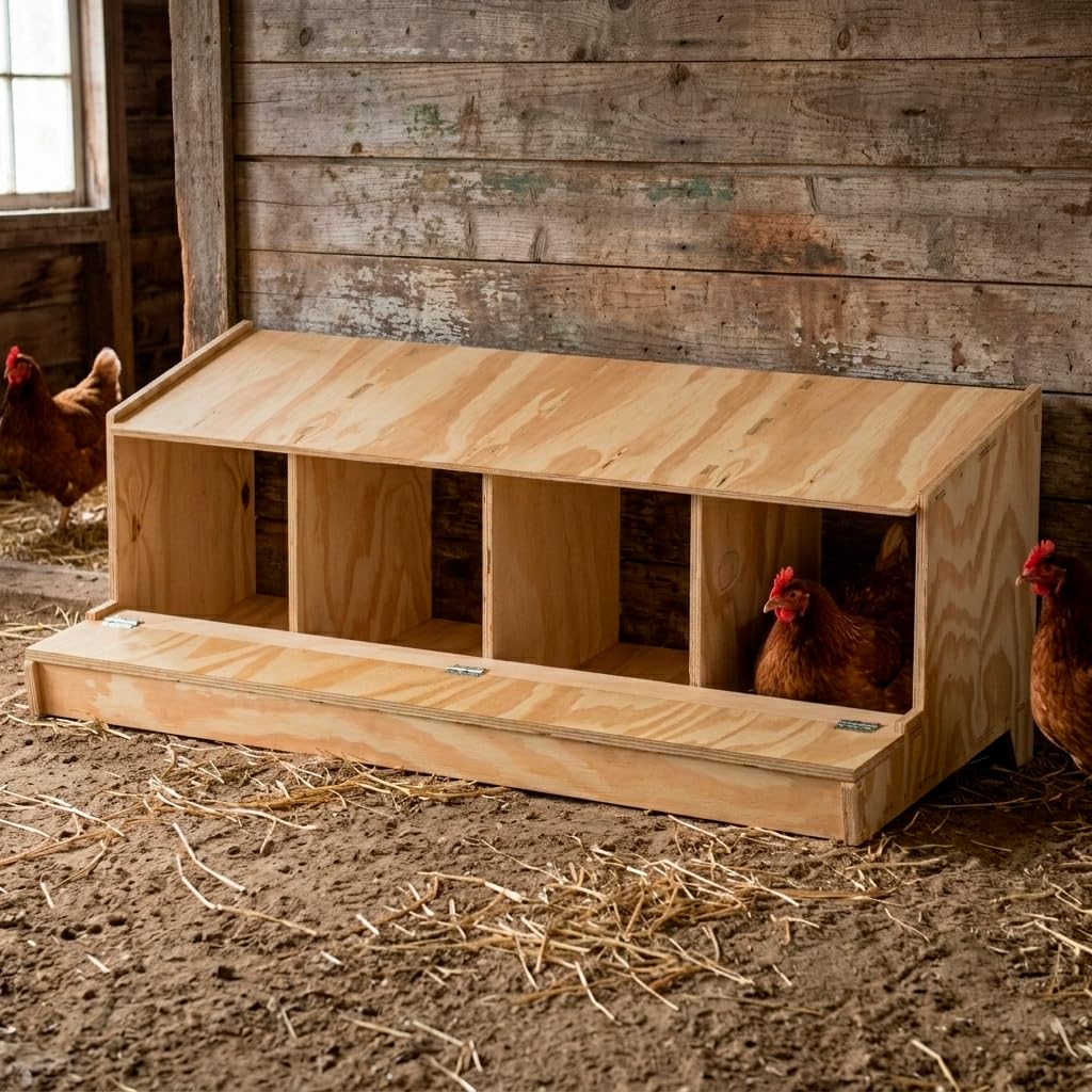 Portabiancheria in legno con 4 dipartimenti per galline