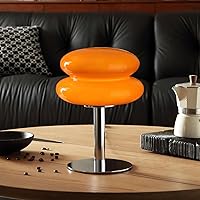 Glivpny Mushroom Table Lamp - Mid Century Modern Dimmable Bedside Lamp for Bedroom Nightstand, Vintage Glass Aesthetic Decor (Orange)