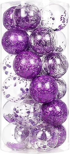 Miniatura 14 de 24 unidades - Adornos de bolas de Navidad colgantes de plástico transparente inastillable con bolas delicadas decorativas (2.36"/60mm, negro)