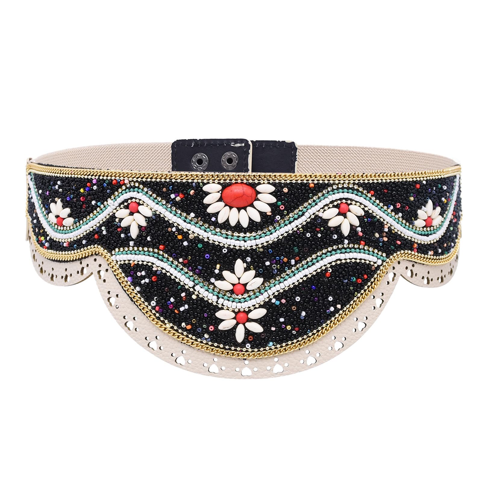 Buxuaaaa Handwoven Bead Belt Women ' s Waist Accessory with Adjustable Tie Beach Vacation Essential Beaded Belt Festival Accessory