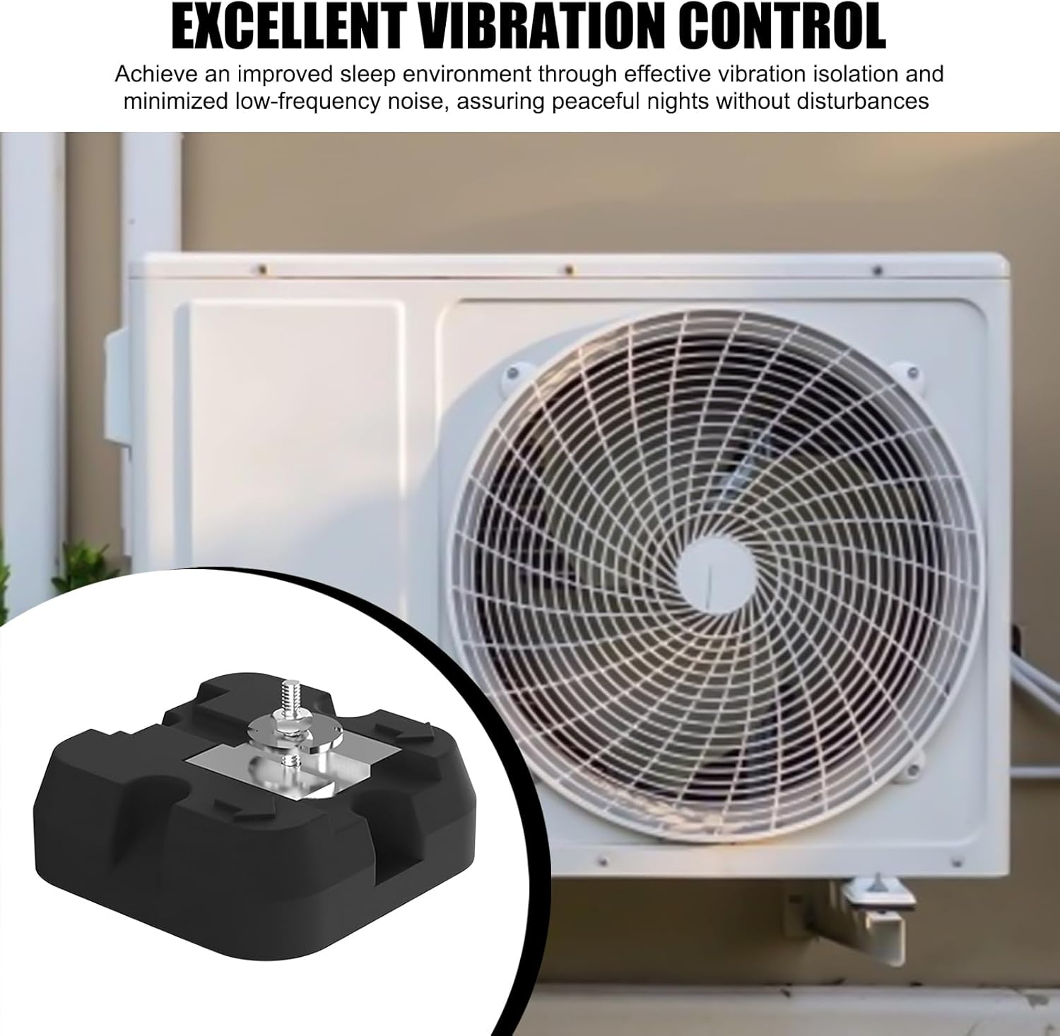 コンデンサーパッド,ダクトレスエアコン用ベースサポート | 500kg 耐荷重 4枚セット 重厚マット 1階据置設置用