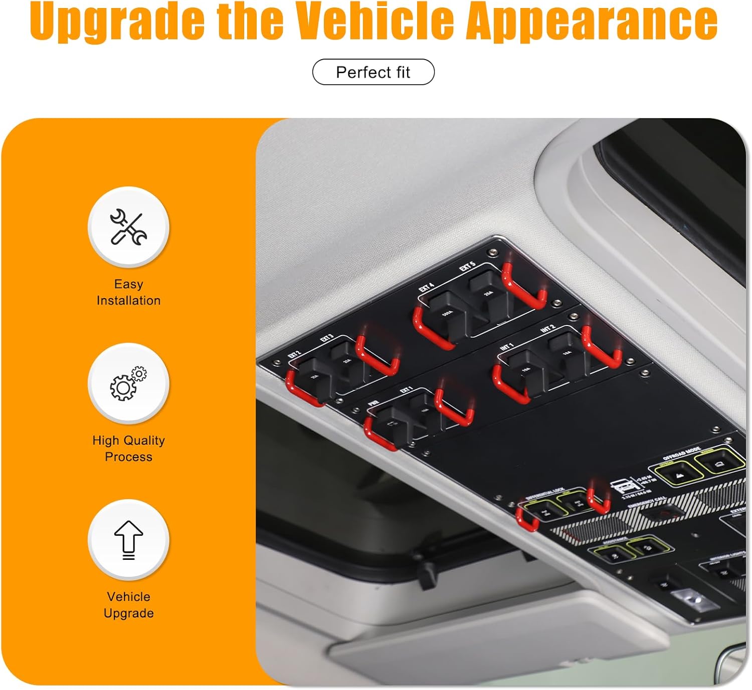 10PCS Top Control Button Trim Replacement Compatible with INEOS Grenadier 2022-2025 ABS Overhead Molle Panel Control Button Side U-Shaped Decorative Interior Accessories (Red)