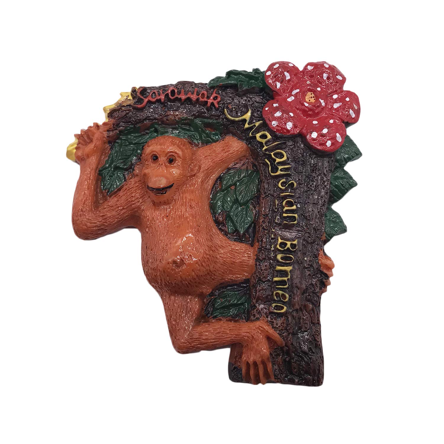 Wedarego Sabah Borneo Proboscis Monkey Sabah Borneo Malaysia 3D Proboscis Monkey Refrigerator Magnet Tourist Travel Souvenirs Handmade Resin Craft Magnetic Stickers Home Kitchen Decoration Fridge Magnet Collection Gift
