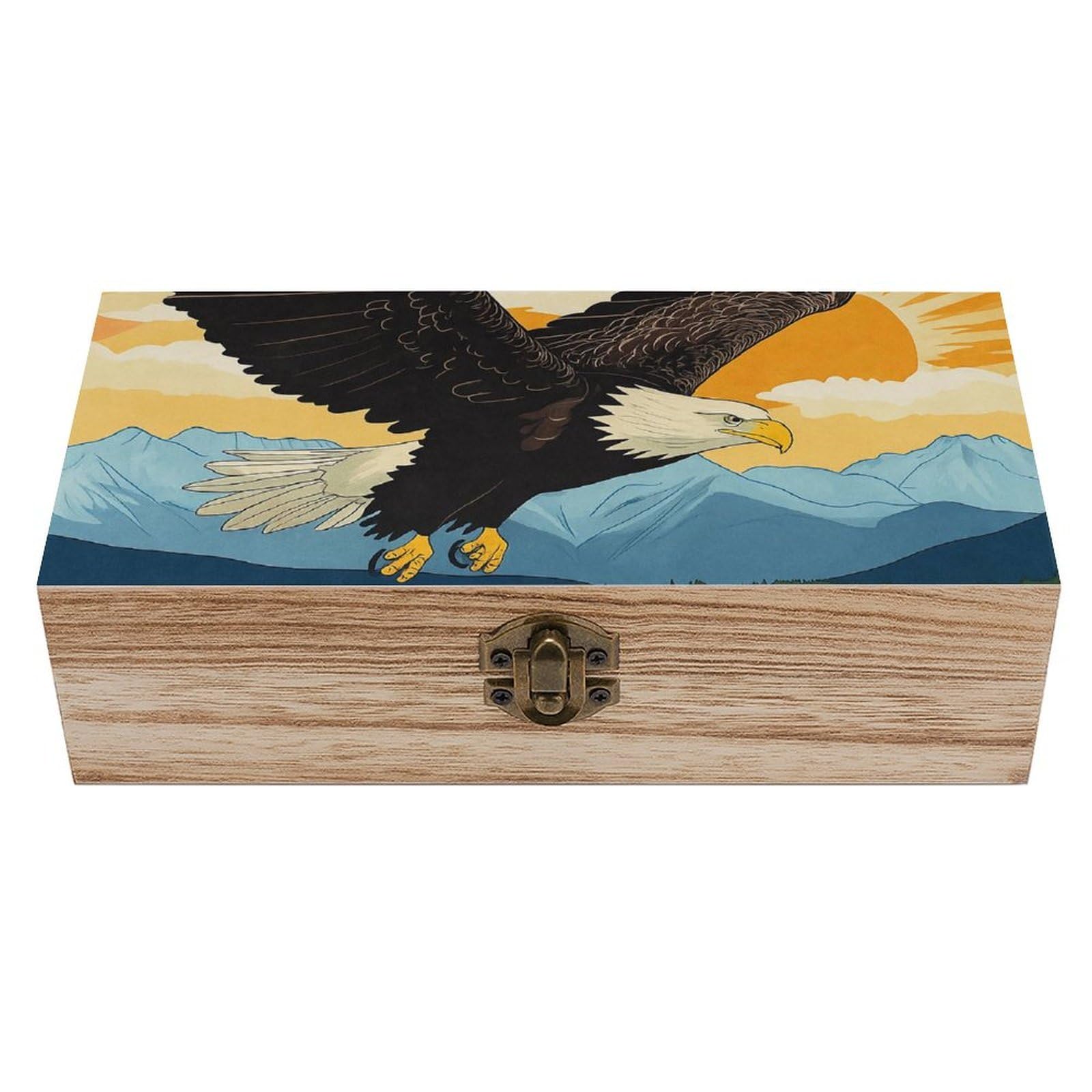 HLBSDM Eagle Soaring Wooden Storage Vintage Keepsake Decorative Boxs