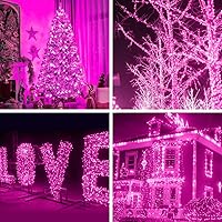 Vista 6 de Paquete de 2 unidades, cada una de 16.5 pies, 60 LED, luces de árbol de Navidad operadas por batería, luces de cuerda en racimo para interior y Verde