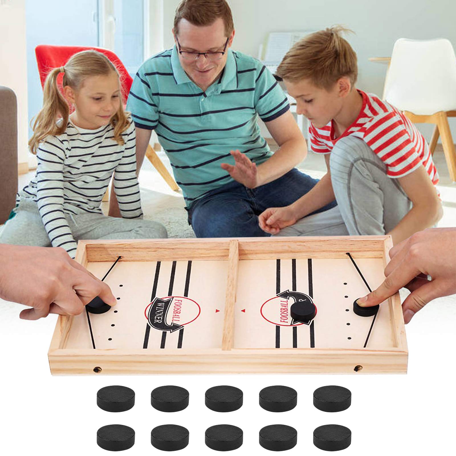 Beinhome Fast Sling Puck Game, Table Desktop Battle Winner Board Games Toys Fun Family Interactive Toy, Catapult Bumper Chess 2 in 1 Table Ice Hockey for Child and Adult