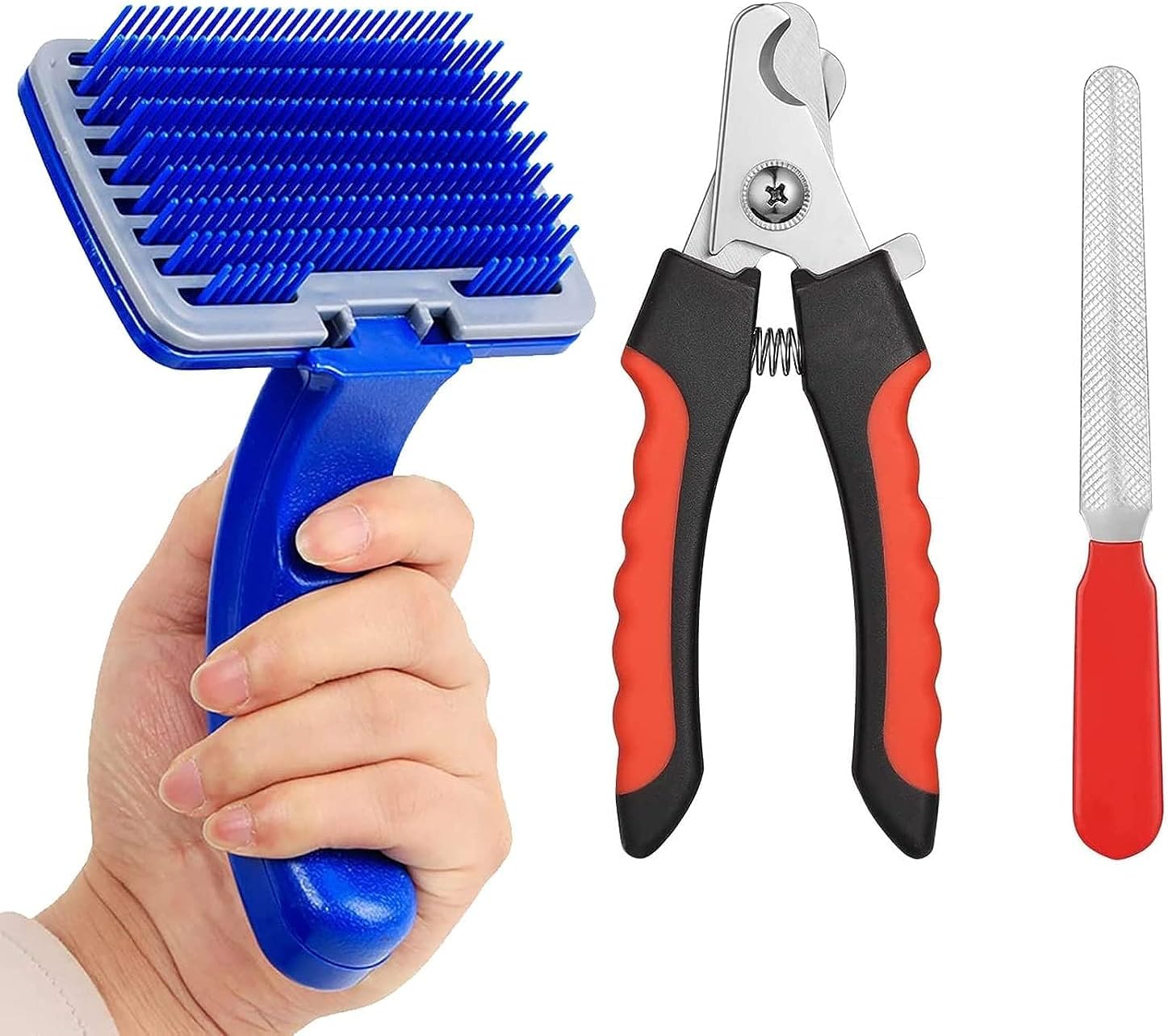 Cature Care by Nature Dog Grooming Kit - Dog Plastic Slicker Brush with Press Key for Puppies & Dogs Pet Nail Clippers for Dogs, Puppies, Cats - for Dogs, Cats, Hamsters, Rabbits(Pack 2-Multi Color)